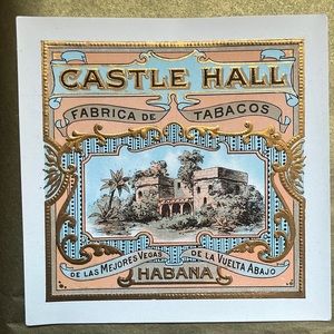 Cigar Label CASTLE HALL HABANA CUBA Original and Vintage
